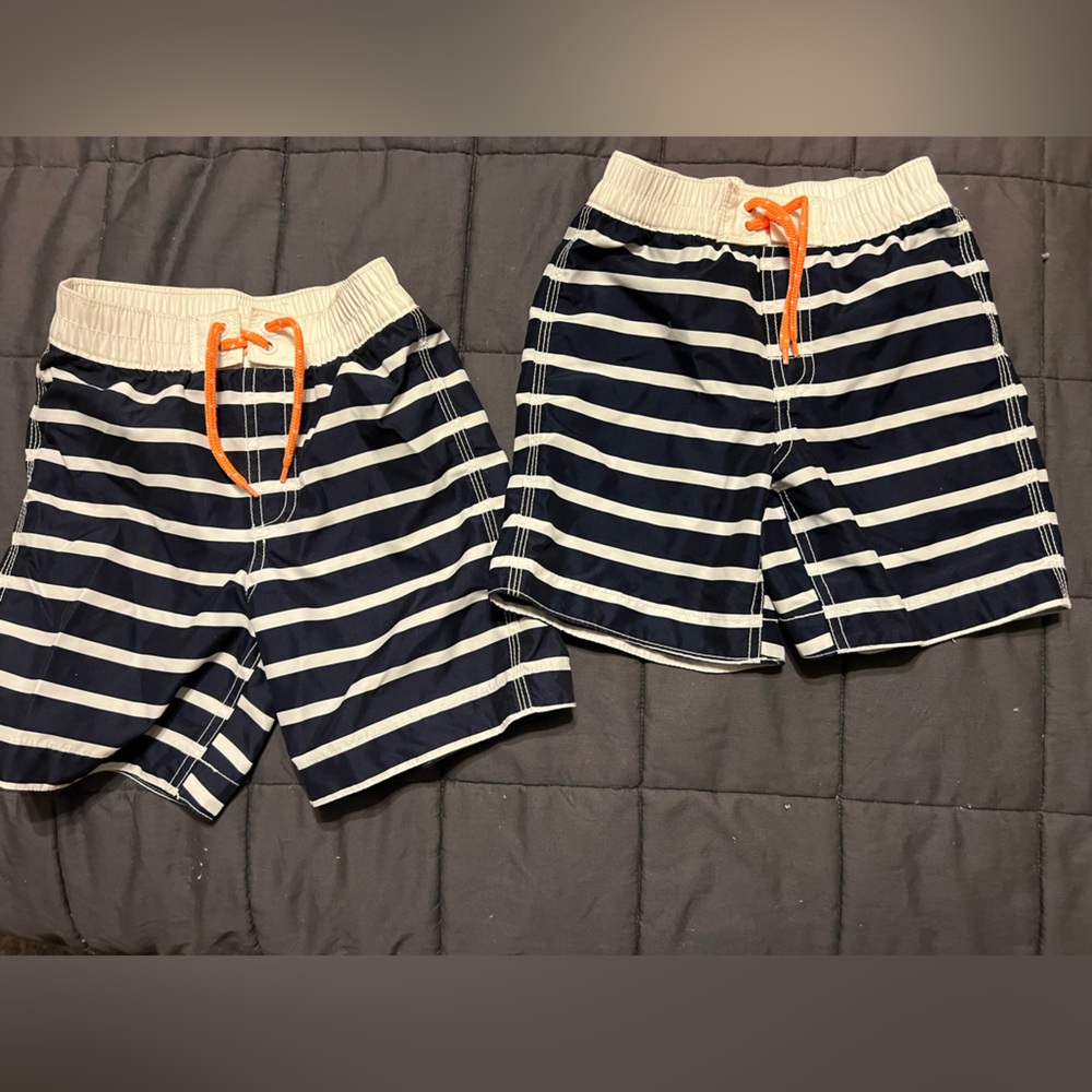 GAP Kids Navy and White Striped Swim Trunks